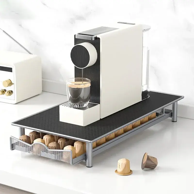 Practical Coffee Capsules Drawer Coffee Pod Holder 40pcs Capsules Organizer Storage Drawer Shelves Home Coffeeware Accessories