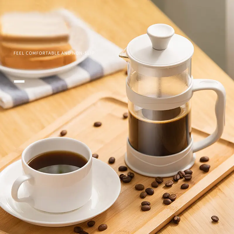 Transparent Glass French Press Pot Heat-resistant Coffee Teapot Filter cup Hand Punch Cold brew Pot Household Office Coffee Cups
