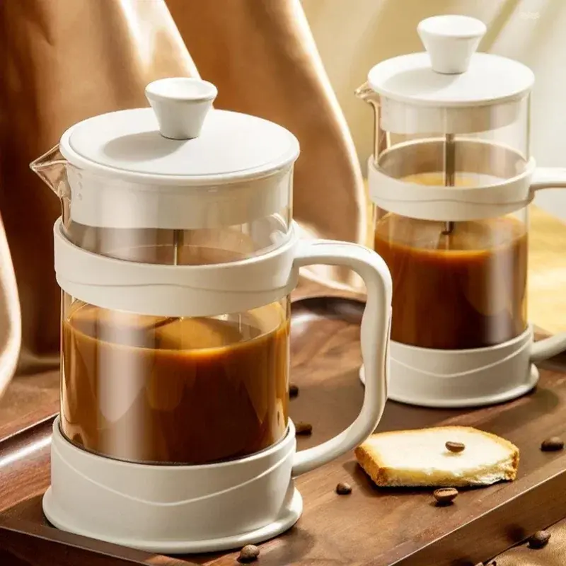 Transparent Glass French Press Pot Heat-resistant Coffee Teapot Filter cup Hand Punch Cold brew Pot Household Office Coffee Cups