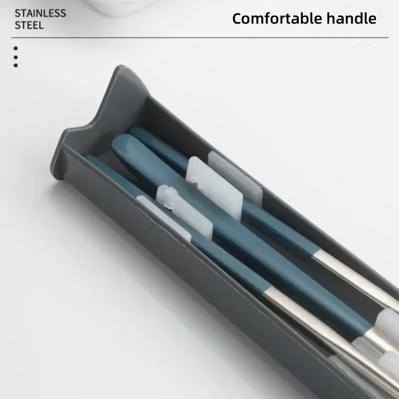 304 Stainless Steel Spoons Forks Chopsticks Cutlery Set with Pull-out Box for Students Workers Portable Lunch Dinnerware As Gift