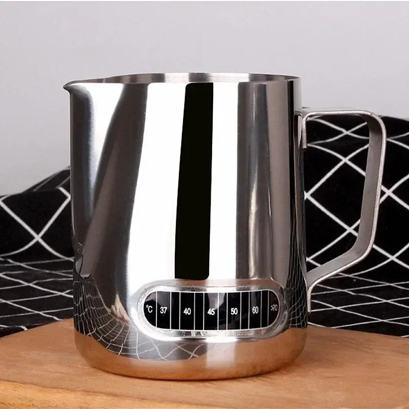 12/20oz Stainless Steel Milk Frothing Pitcher with Temperature Display Espresso Milk Frother Pitcher Jug for Latte Art Barista