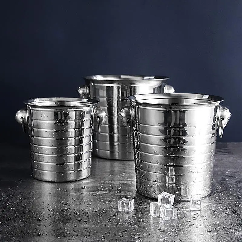3/5L Stainless Steel Ice Bucket Wine Beer Cooler Bucket Ice Maker For KTV Bar Kitchen Party Barware Snack Bucket Container