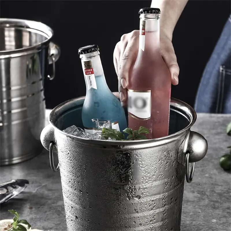 3/5L Stainless Steel Ice Bucket Wine Beer Cooler Bucket Ice Maker For KTV Bar Kitchen Party Barware Snack Bucket Container
