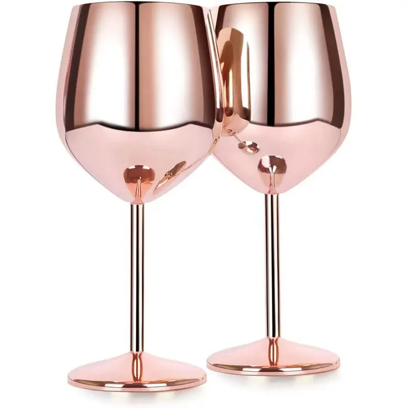 500ML Stainless Steel Red Wine Cocktail Glass Unbreakable Metal Tall Champagne Glass KTV Bar Goblet European style wine glass