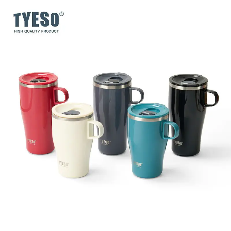 TYESO Stainless Steel Insulated Coffee Cup 400/500ML Tumbler Bottle Car Mug With Handle Thermal Iced Travel Mug Home Outdoor