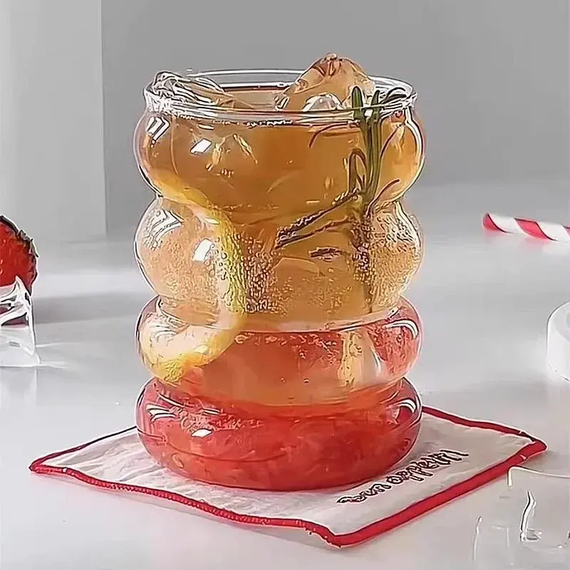 350ML Transparent Glass Cup High borosilicate Heat-resistant Caterpillar Shape Drinking Glasses Coffee mug Beer Juice Milk Cups