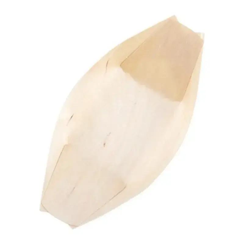 50Pcs Disposable Wooden Boat-shaped Sushi Plate Salad Dessert Bowl Pine Wood Bowl Plate Tray for Home Party Wedding Supplies