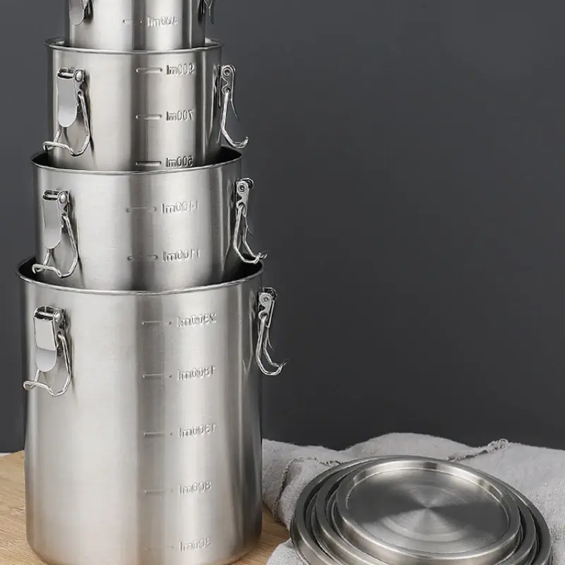Stainless Steel Storage Tank Sealed Tank Food Storage Container with Scale Large Capacity Coffee Bean Cereal Tea Storage Tank