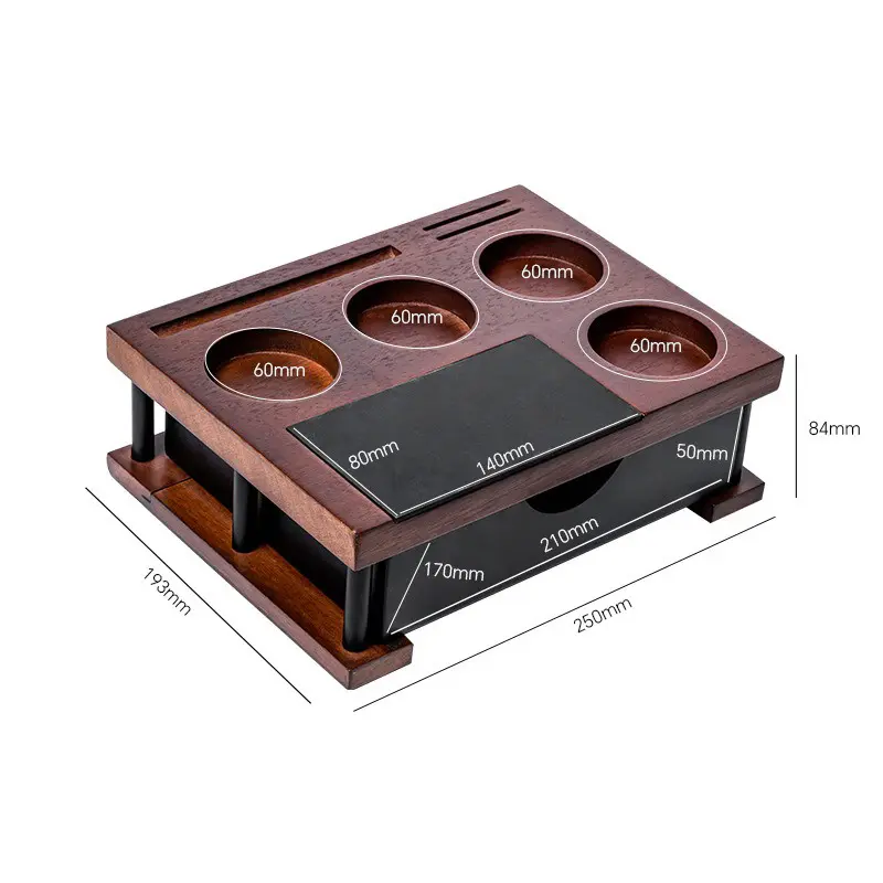 51-58MM Universal Coffee Tamper Station Stand Wooden Coffee Organizer Box for Portafilter Distributor &Puck Screen Coffee Tools