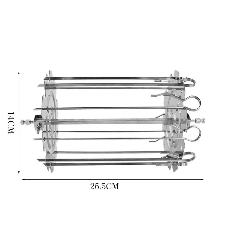 Oven Grill Cage Stainless Steel Rotating Meat Skewer Heat-Resistant Non-Stick Kebab Maker Machine Air Fryer Lamb BBQ Roaster