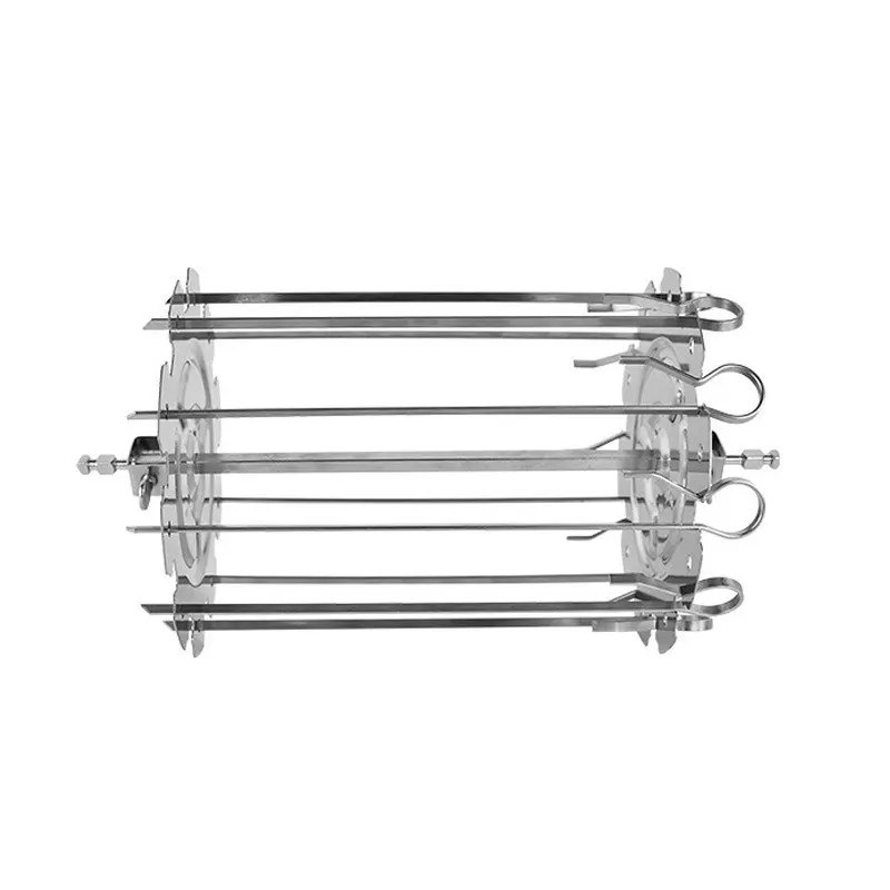 Oven Grill Cage Stainless Steel Rotating Meat Skewer Heat-Resistant Non-Stick Kebab Maker Machine Air Fryer Lamb BBQ Roaster