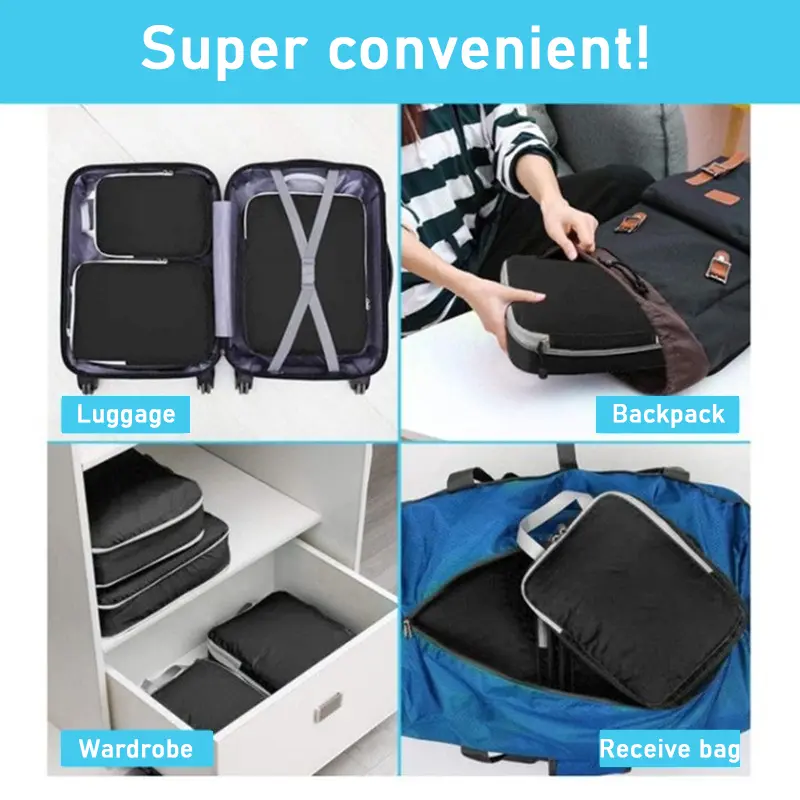 3Pcs Compressible Travel Storage Bag Foldable Waterproof Packing Cubes Travel Suitcase Portable With Handbag Luggage Organizer