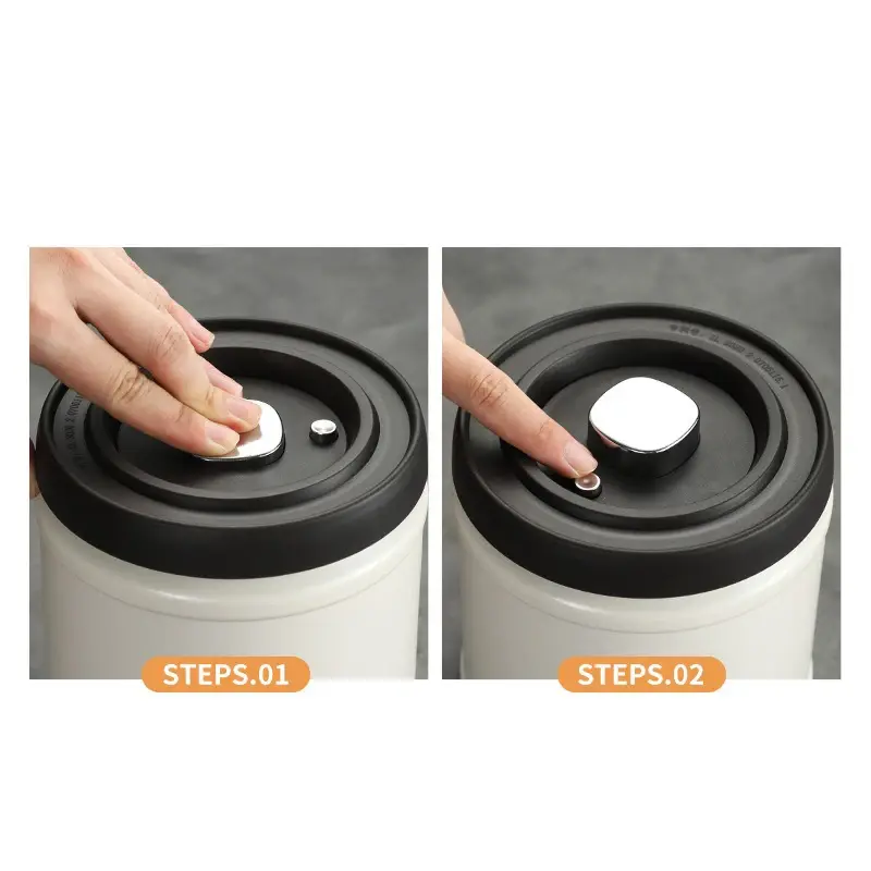 Coffee Bean Vacuum Sealed Tank 304 Stainless Steel Press type Vacuum Grain Tea Nut Storage Sealed Cans Kitchen Crisper box