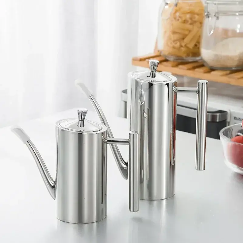 500/700ml Oil Pot 304 Stainless Steel Dustproof Leak proof Vinegar Olive Oil Bottle Storage Container Home Kitchen Utensils