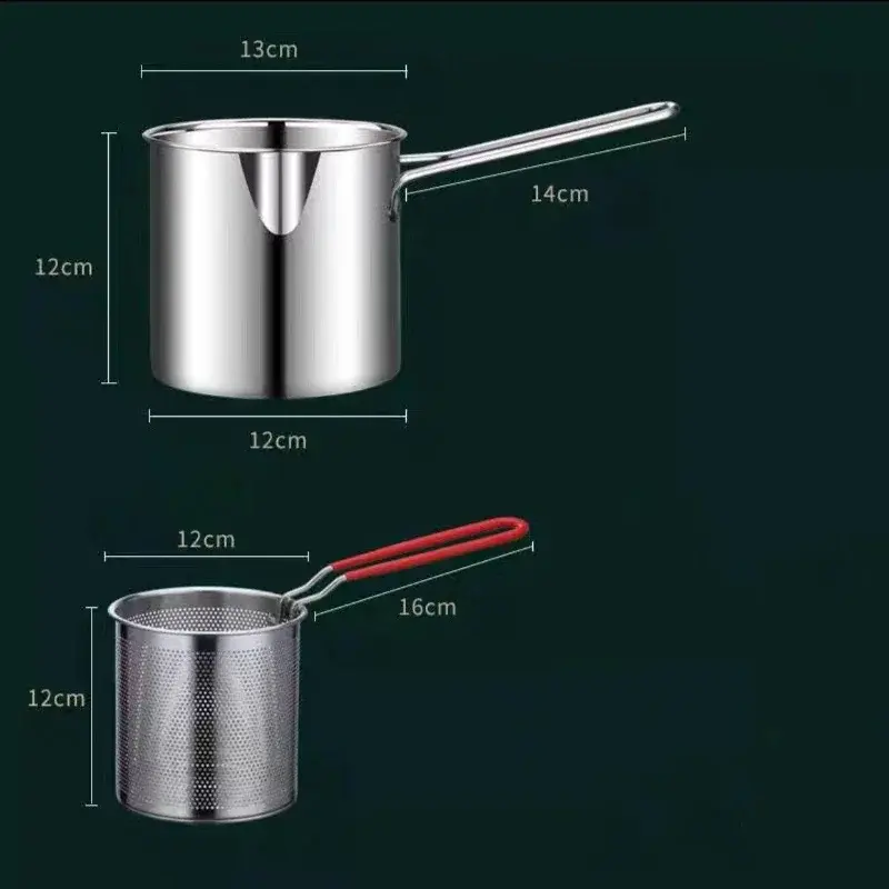 Deep Fryer with Frying Basket Stainless Steel Kitchen Specific Frying Chicken Deep Fryer Multifunction Small Pot Cooking Tools