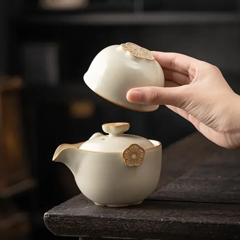 Ceramic Tea Set Teapot Teacup Kung Fu Teaware Portable Nesting Storage Outdoor Travel Camping Tea Making Tools Holiday Gift