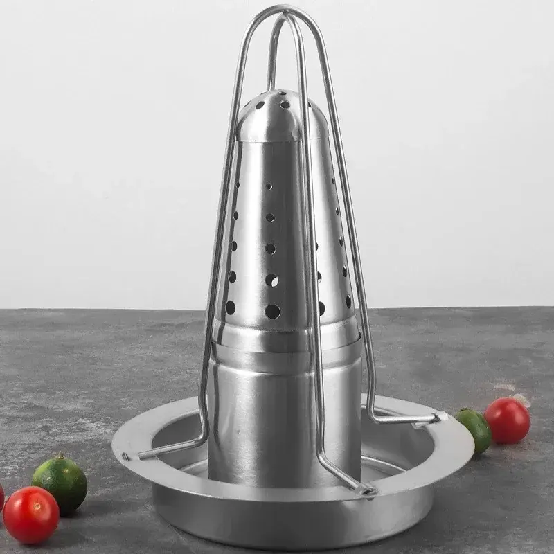 Stainlness Steel Roasting Grill Stand Removable Outdoor BBQ Tool Chicken Roaster Rack Non-stick Grilled Chicken Plate Party