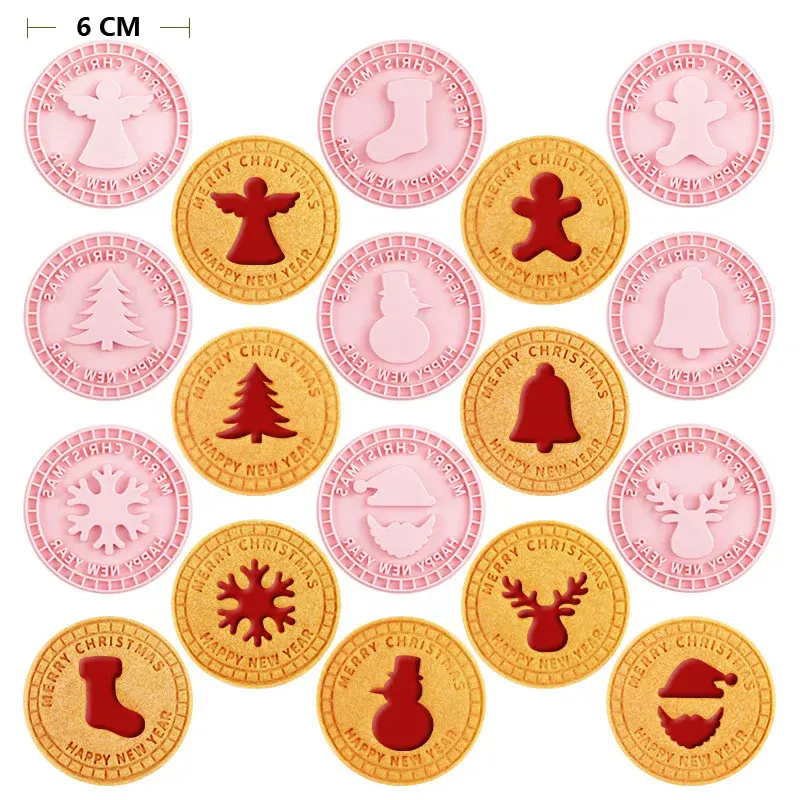 9PCS Christmas Cookie Molds 3D Santa Snowman Cookie Cutters Baking Molds Christmas Pattern Cookie Mould New Year Decoration Tool