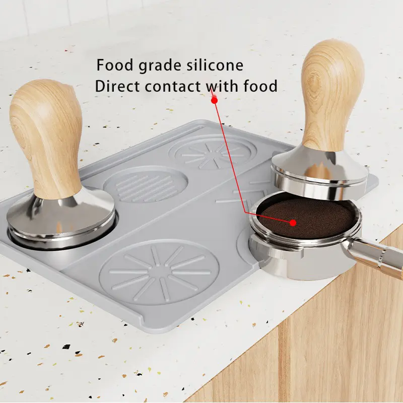 Silicone Coffee Tamping Pad Non Slip Coffee Machine Mat Tray Bar Drain Mat Coffee Powder Pad Espresso Tamp Station Mat for Cafe