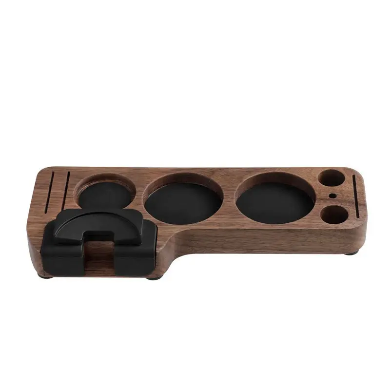 51-58mm Universal Coffee Tamper Mat Station Stand Portafilter Holder Support Base Rack Walnut Wood Coffee Lever Tools Organizer