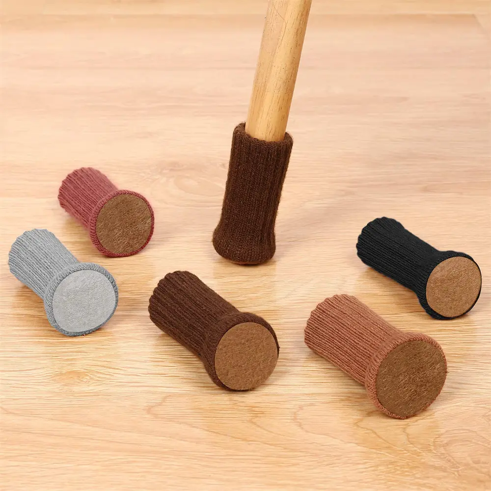 24Pcs Knitted Chair Leg Socks High Elastic Feet Socks Floor Protectors with Anti-Slip Pads Thick Chair Leg Caps Furniture Covers