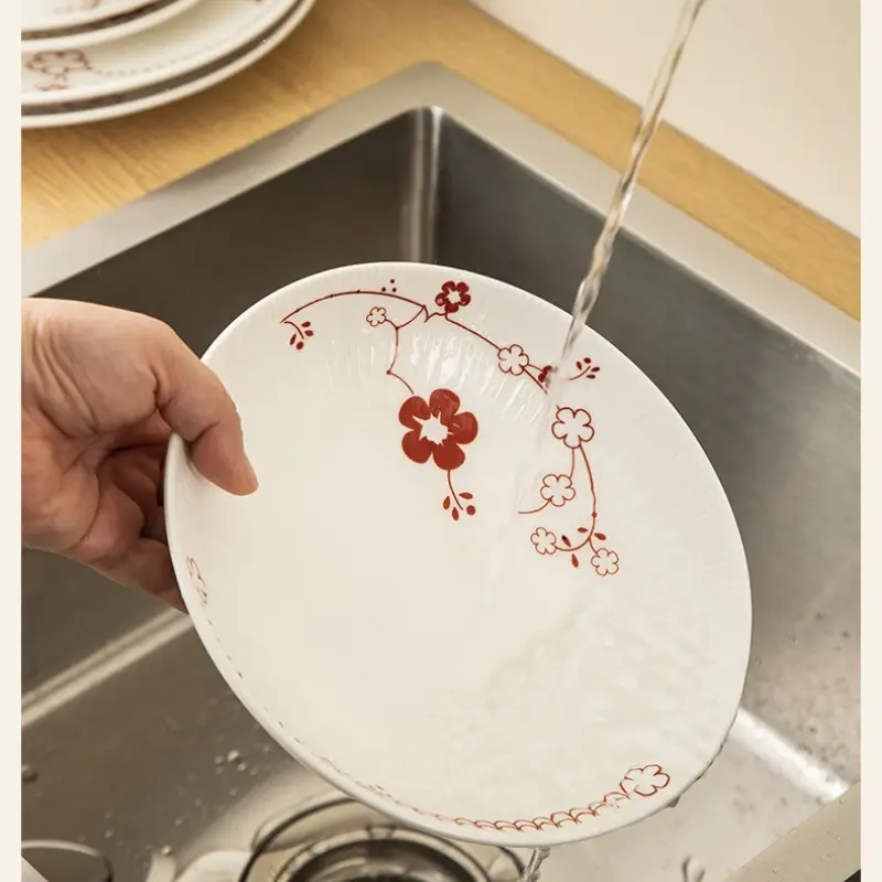 SHUNXIANG Ceramic Tableware Set Chinese Style Flower  Vintage Plates Bowls Dessert Dish Spaghetti Plate Kitchen Dinnerware