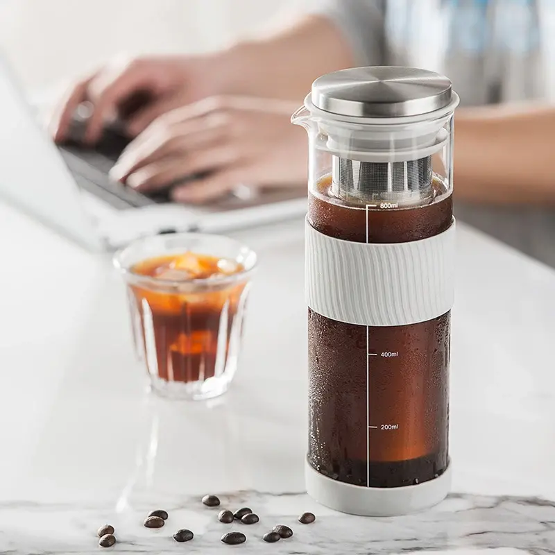 800ml Airtight Hand brew Coffee Maker Cold Brew Pot Glass Coffee Pot Sealed Heat Resistant Cold Brew Coffee Kettle Tea maker