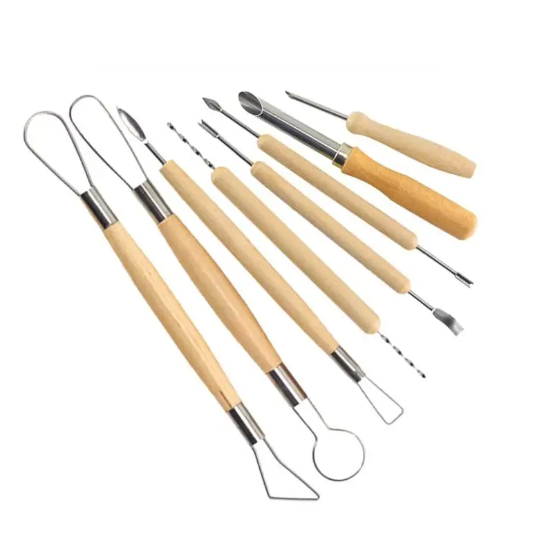 8pcs/set Pumpkin Carving Knife Detail Texture Shaping Clay Tools Pottery Tools Pottery Sculpting Kit with Smooth Wooden Handle