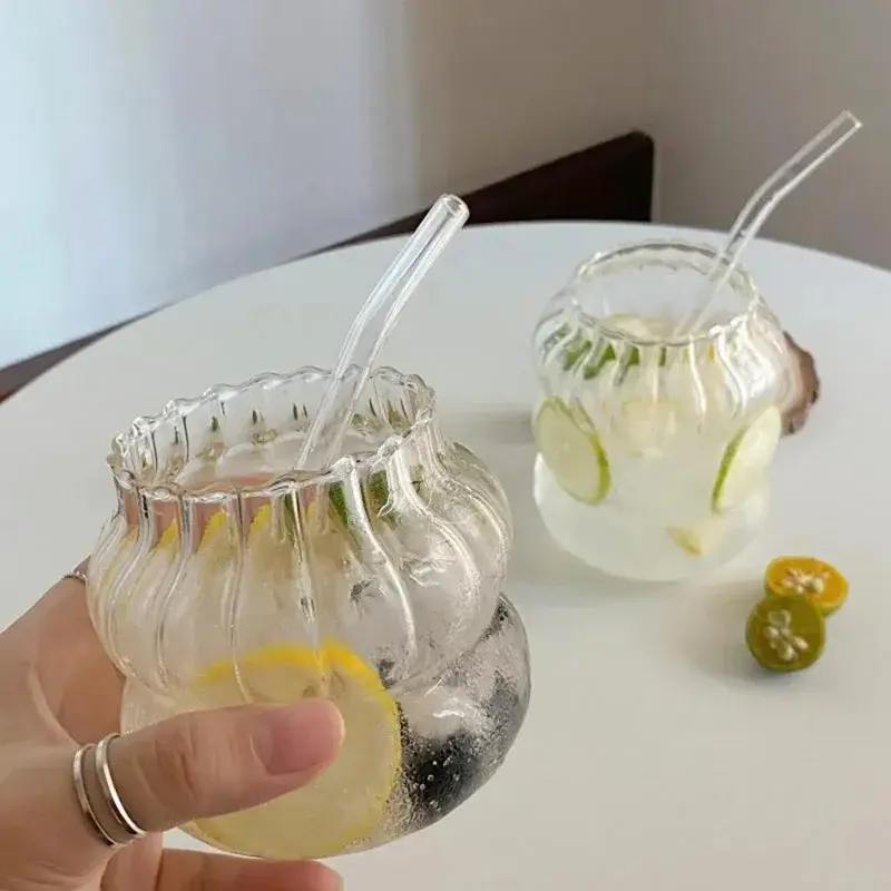 Transparent Glass Cup Creative Ins Exquisite Heat-resistant Tumbler Tea Juice Milk Coffee Mug Home Office Cocktail Beer Glasses