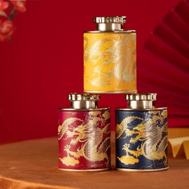 Chinese Dragon Empty Tea Can Household Mini Green Black Tea Sealed Can Portable Tea Packaging Box Paper Storage jars As Souvenir