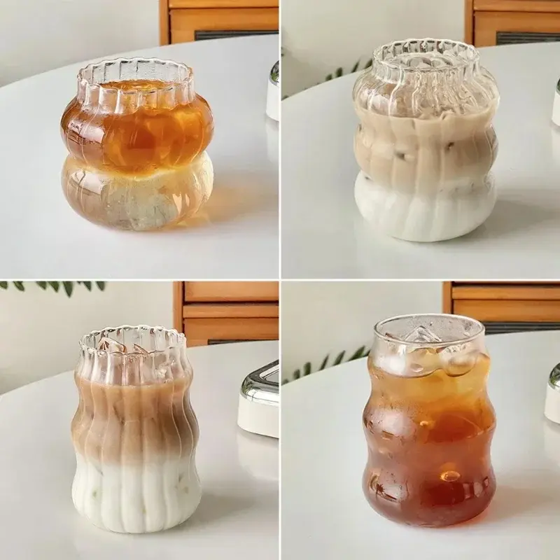 Transparent Glass Cup Creative Ins Exquisite Heat-resistant Tumbler Tea Juice Milk Coffee Mug Home Office Cocktail Beer Glasses