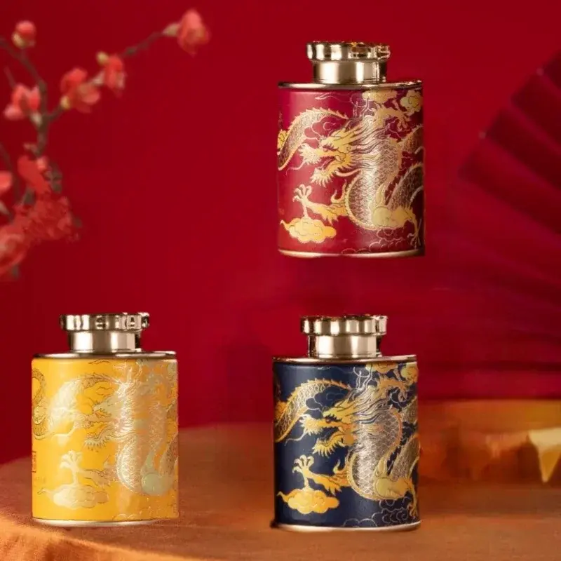 Chinese Dragon Empty Tea Can Household Mini Green Black Tea Sealed Can Portable Tea Packaging Box Paper Storage jars As Souvenir
