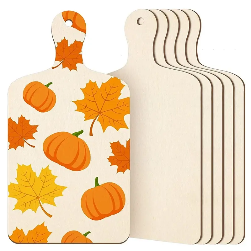3/6Pcs Christmas Decoration Wood Toys Graffiti Chopping Board DIY Children Graffiti painting Craft Mini Boards Wooden Blank Tray