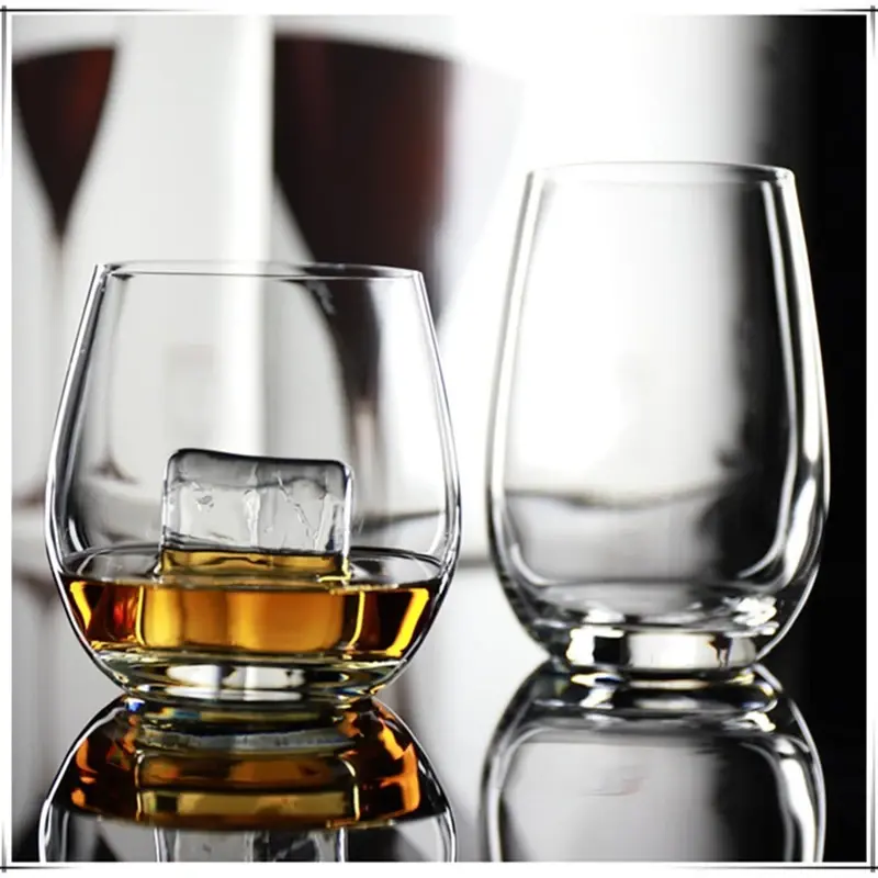 340/375/535ml Egg-shaped Glass Cup Water Cup Whiskey Glass Scotch Glasses with Gold Rim Breakfast Milk Juice Cup Bar Supplies