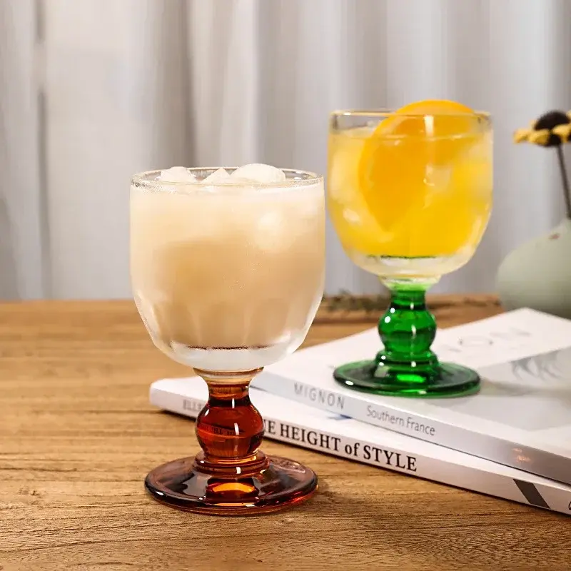200ml Retro Crystal Glass Pearl Wine Glass Goblet Cocktail Whiskey Cup Home Cold Drink Juice Transparent Cup Holiday Gift