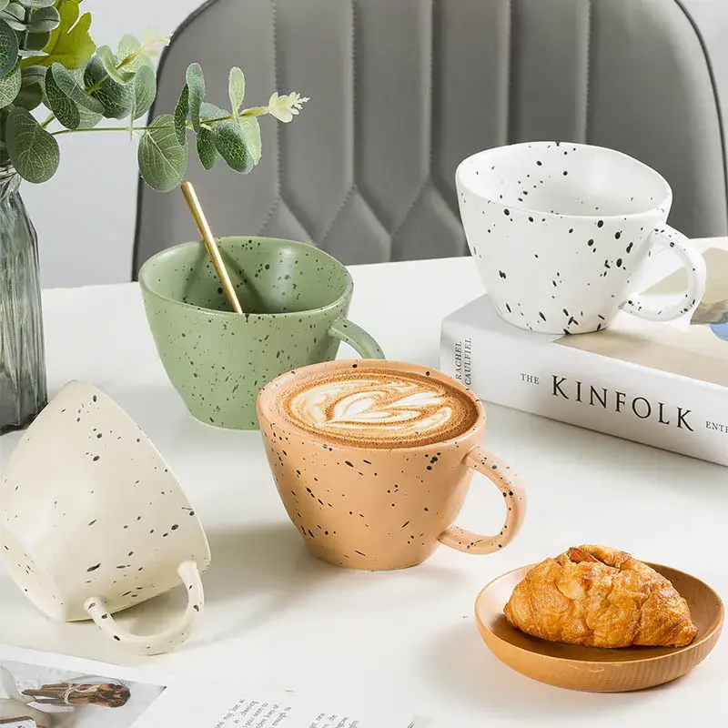330ml Creative Ink splash art cups Hand pinch Irregular Ceramic Mug Espresso Coffee cup breakfast milk Mugs Couple Water Cup