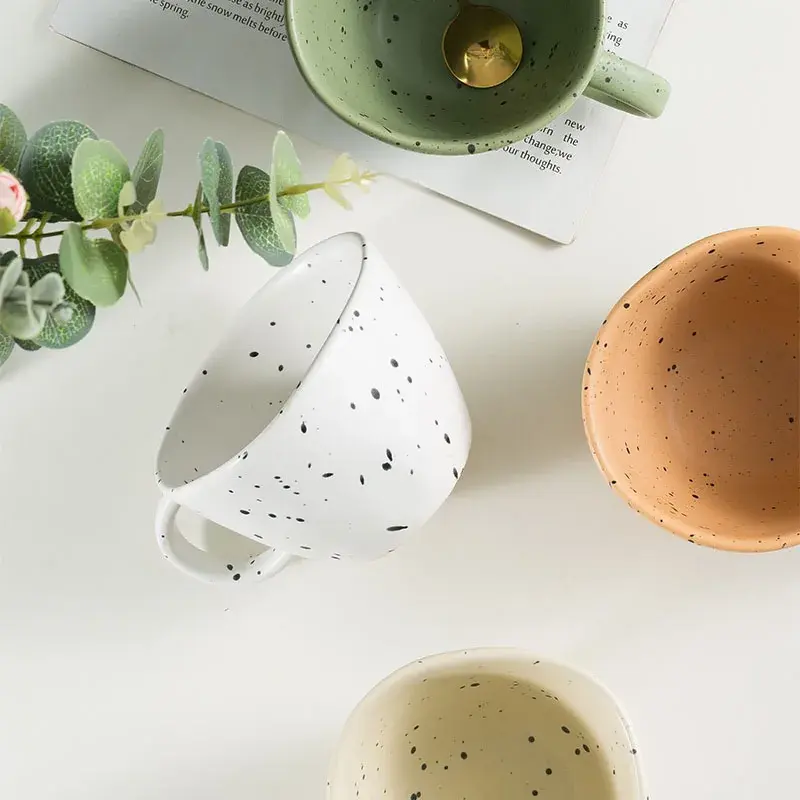 330ml Creative Ink splash art cups Hand pinch Irregular Ceramic Mug Espresso Coffee cup breakfast milk Mugs Couple Water Cup