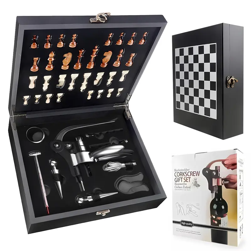 Red Wine Bottle Opener Set With Wooden Gift box Wine bottle opener Bar Tools Multi functional Set for Wine Opening and Pressing