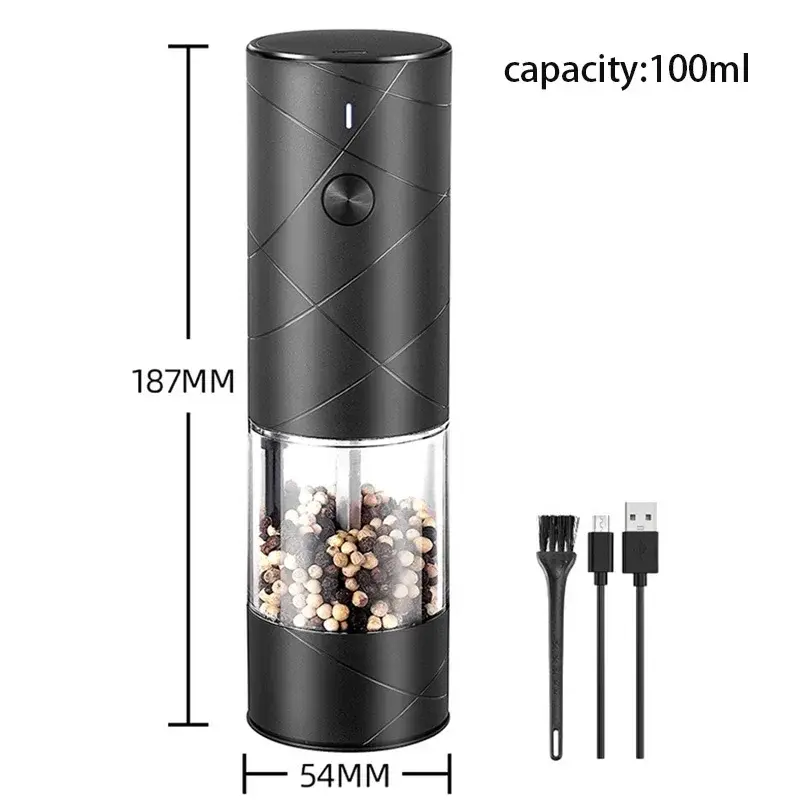 Electric Grinder Multifunction Pepper Seasonings Spices Grain Mill Salt Shaker Bean Grinder Adjustable Coarseness Kitchen Tool
