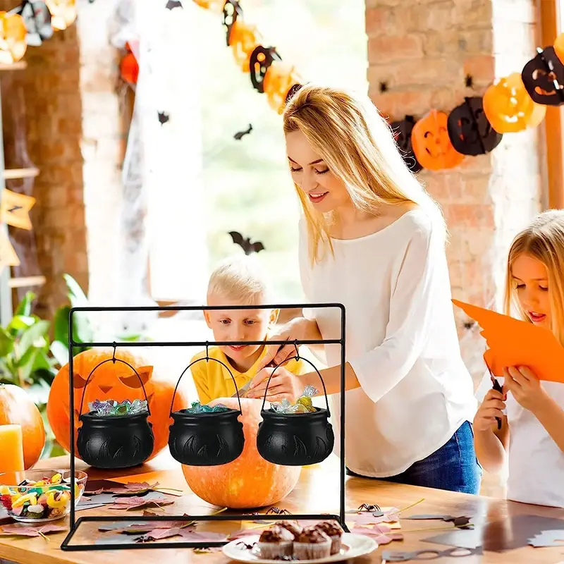 3/6/9Pcs Halloween Witches Mini Candy Jars Party Decorative Props Rack Plastic Candy Bucket Kids gift Flame Candy bowl Decor