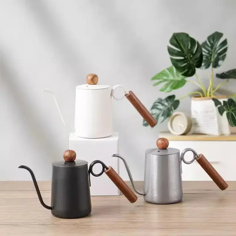 Hand-brewed Coffee Pot Brewing Kettle Ring Wooden Handle Stainless Steel Fine Mouth Drip Kettle Manual Brewing Coffee Machine