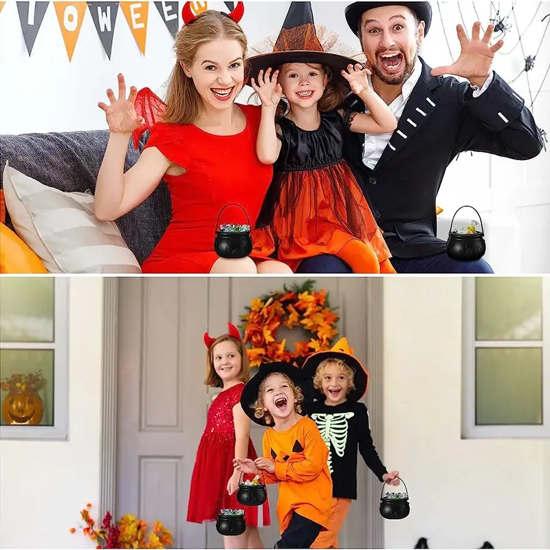3/6/9Pcs Halloween Witches Mini Candy Jars Party Decorative Props Rack Plastic Candy Bucket Kids gift Flame Candy bowl Decor
