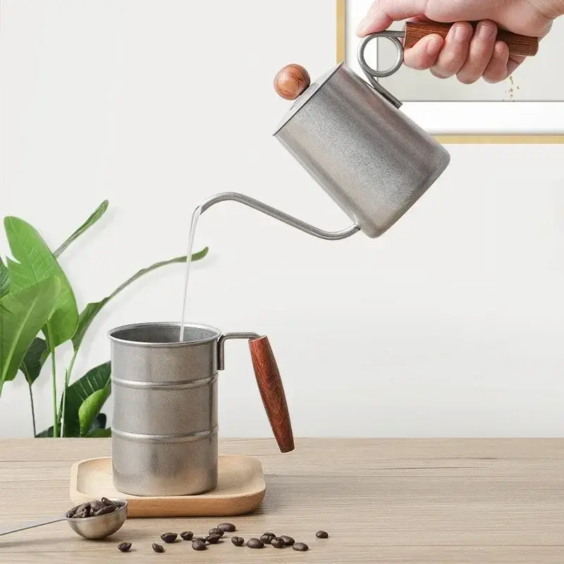 Hand-brewed Coffee Pot Brewing Kettle Ring Wooden Handle Stainless Steel Fine Mouth Drip Kettle Manual Brewing Coffee Machine