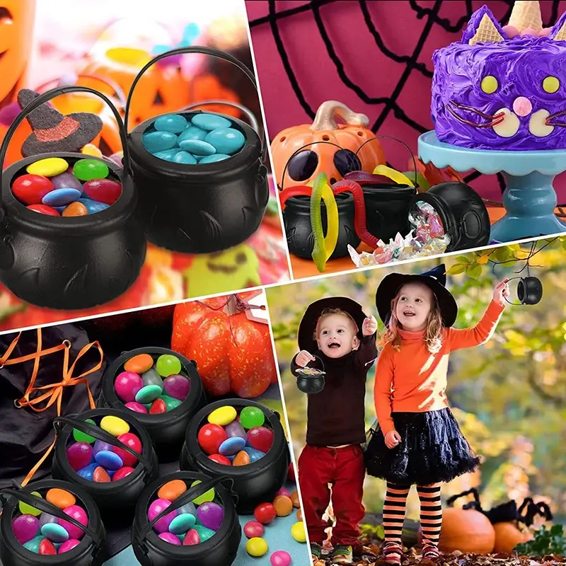 3/6/9Pcs Halloween Witches Mini Candy Jars Party Decorative Props Rack Plastic Candy Bucket Kids gift Flame Candy bowl Decor