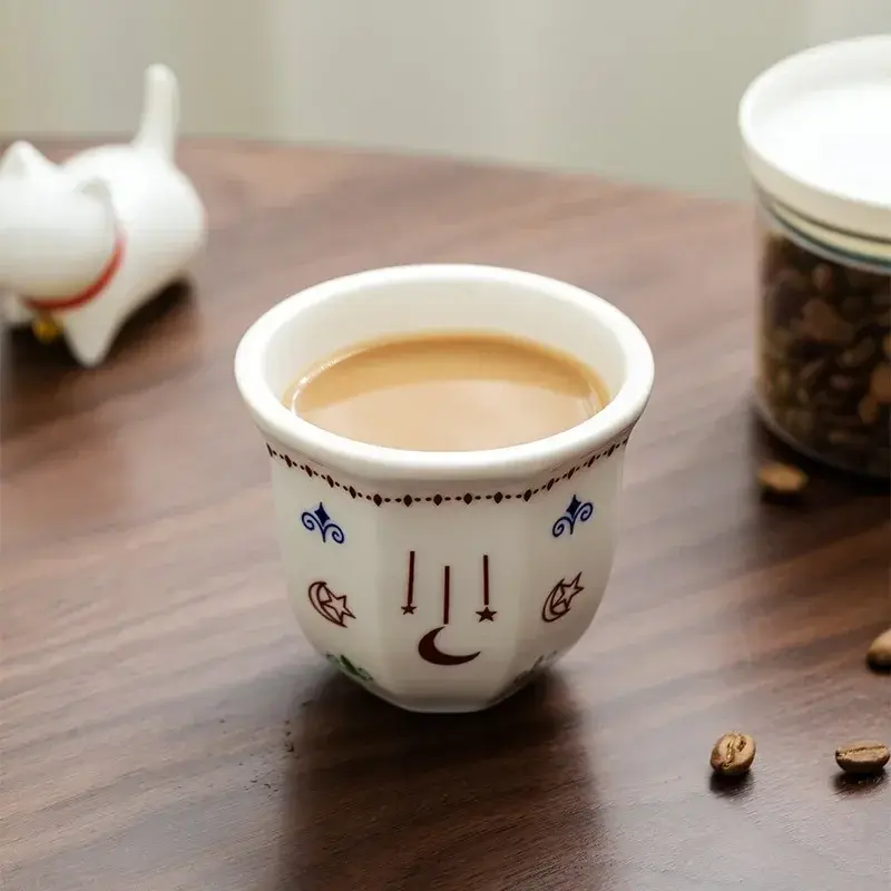 170/250ML Ceramic Coffee Cups Hand Held Latte Espresso Mugs Creative Home Stars Moon Pattern Anti-scald Cappuccino Teacup Gifts