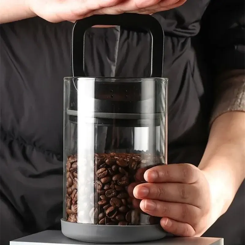 950/1450ml Vacuum Coffee beans Sealed Jar Clear Glass Coffee Beans Candy Nut Snack Storage Jar Moisture Proof Fresh Keeping Tank