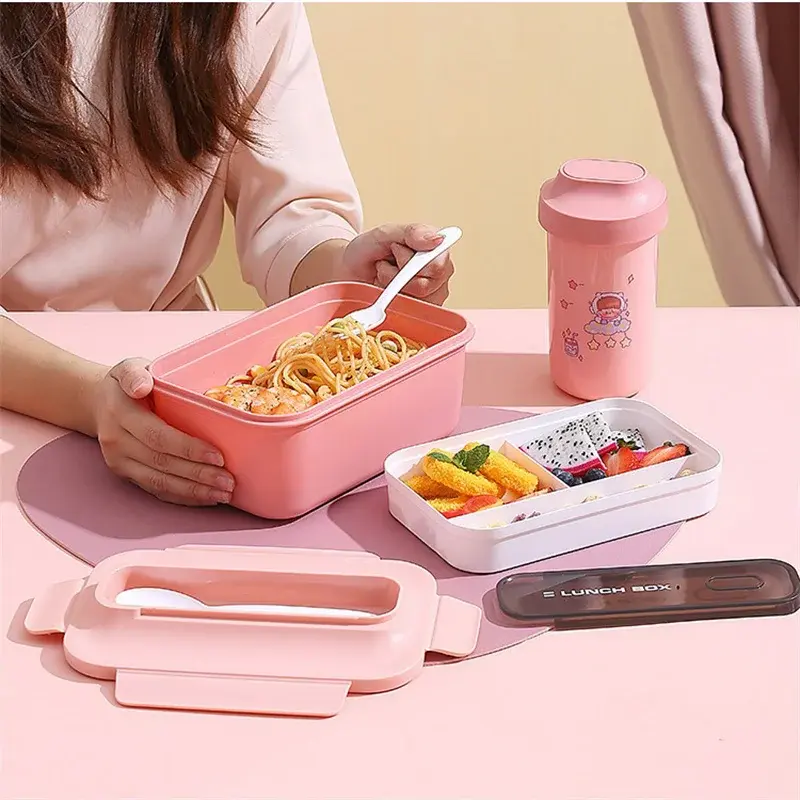 1200ML/1500ML Portable Lunch Box For Kids With Fork & Spoon Outing Camping Picnic Box Leakproof Bento Box Food Storage Container