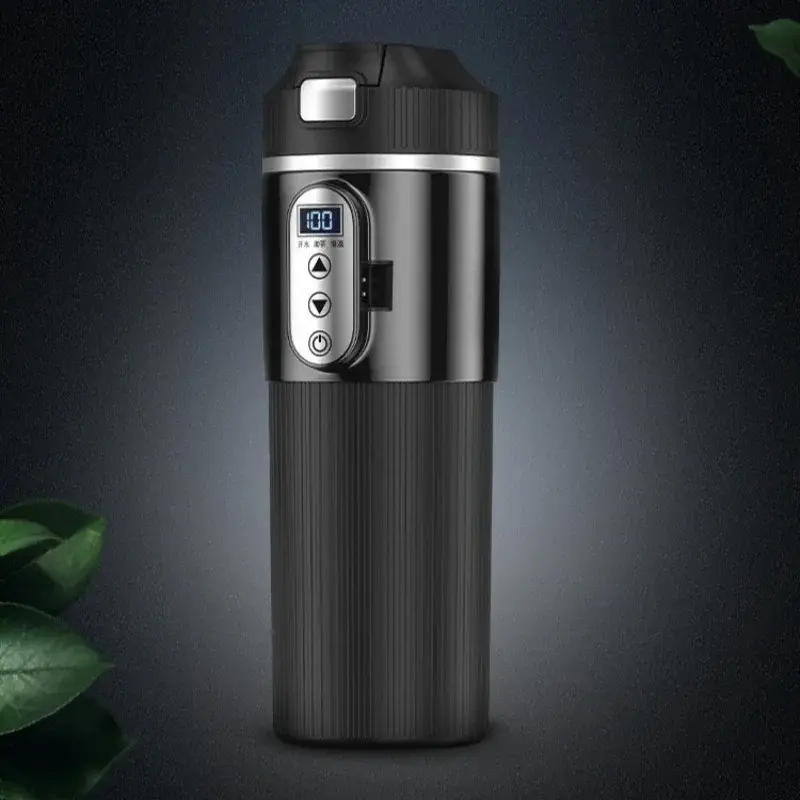 500ml Car Heating Cup Digital LCD Display Stainless Steel Electric Kettle Portable 12/24V Thermos Cup Travel Car Heating Kettle