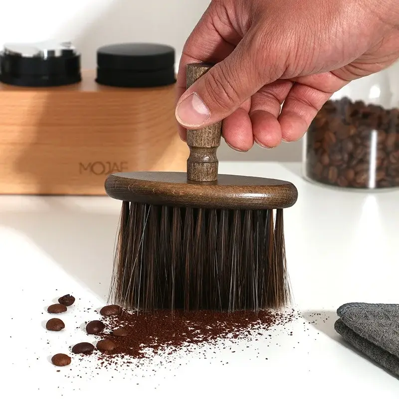 Wooden Handle Coffee Powder Cleaning Brush Countertop Dusting Cleaning Tool Grinder Brush Barista Coffee Grounds Cleaning Brush
