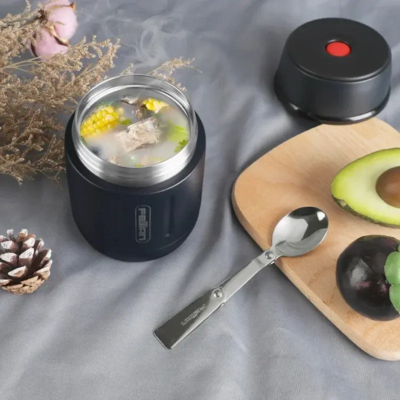 500ml Food Thermos Vacuum Lunch Box Stainless Steel Soup Cup with Spoon Portable Breakfast Cup Camping Food Jar Kids Lunch Box